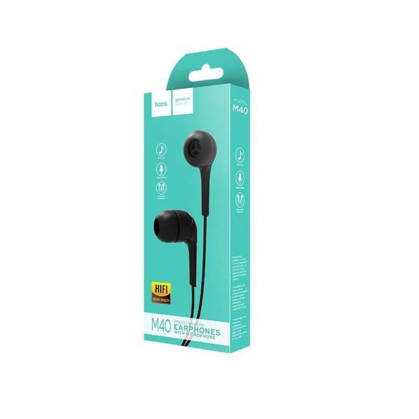 Наушники с микрофоном HOCO M40 Prosody вкладыши, кабель 1,2м, коробка, черный