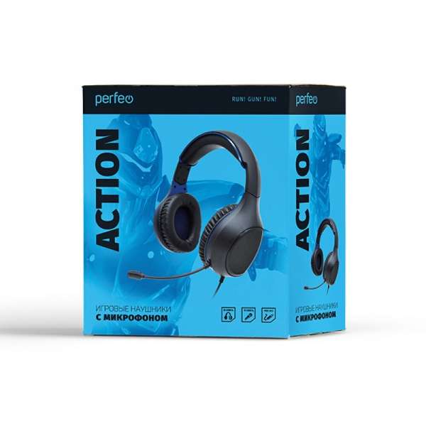 Наушники с микрофоном Perfeo "ACTION " PF-A4476 полноразмерные, кабель 1.8 м, игровые, регулируемое 