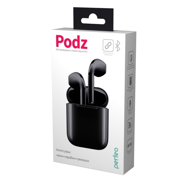 Наушники беспроводные Perfeo TWS PODZ PF-A4315 внутриканальные, Bluetooth 5.0, автоматическое сопряж