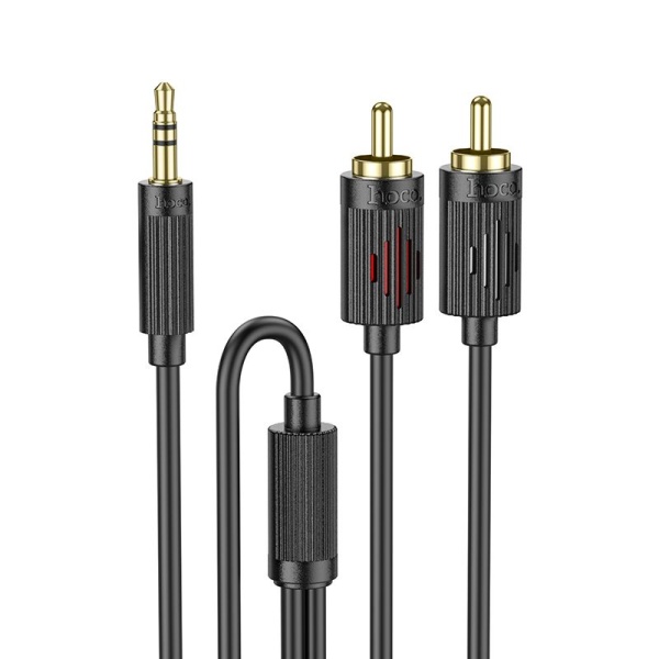Кабель Jack 3.5 штекер-2RCA HOCO длина 1,5м, коробка черный UPA28