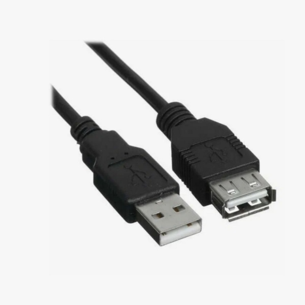 Кабель USB A штекер - USB A гнездо Perfeo длина 1м, пакет, черный (U4502)