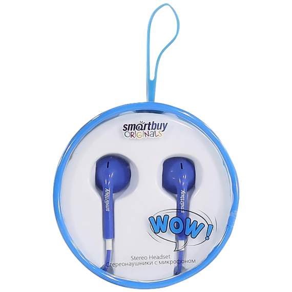 Наушники с микрофоном SmartBuy "WOW" SBH-820 вкладыши,кабель 1м,для мобильных,коробка круглая,синие