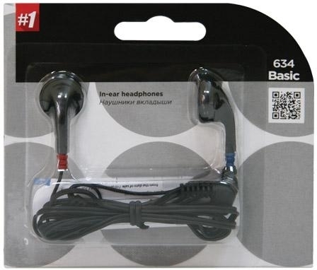 Наушники Defender "Basic" 634 вкладыши, кабель 1,1м, блистер (63634), черные
