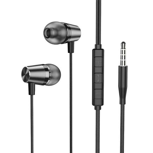 Наушники с микрофоном Deppa 44183 Stereo Alum Mini внутриканальные, кабель 1,2м, черный, коробка