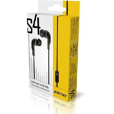 Наушники с микрофоном SmartBuy "S4" SBH-011 внутриканальные, кабель 1,2м плоский, пакет, черный