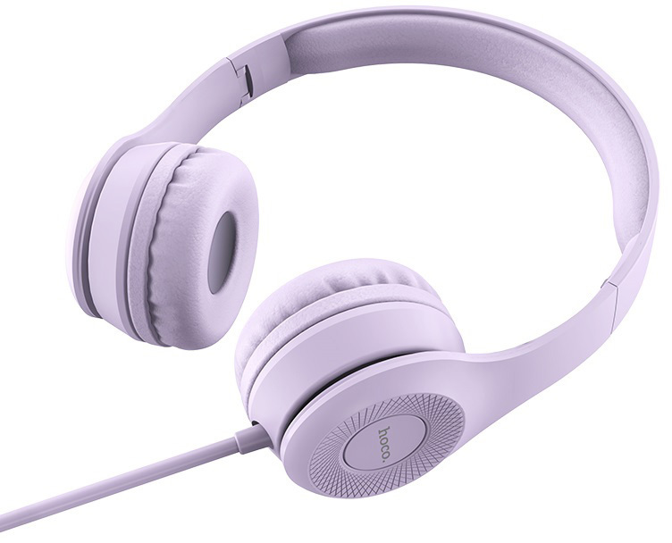 Наушники с микрофоном HOCO W21 Graceful charm полноразмерные, кабель 1,2м, 3,5мм 4-pin Jack, фиолет 