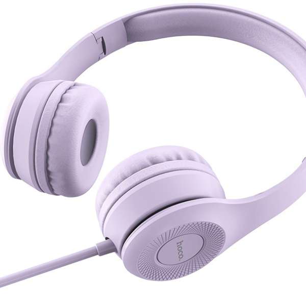 Наушники с микрофоном HOCO W21 Graceful charm полноразмерные, кабель 1,2м, 3,5мм 4-pin Jack, фиолет 