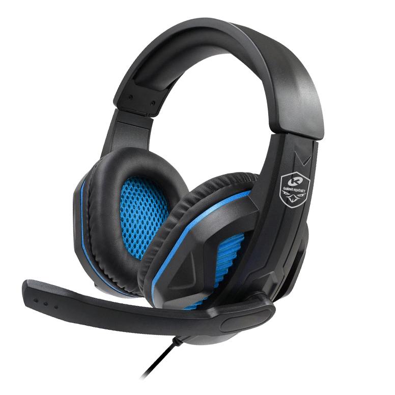 Наушники с микрофоном Kadum G9 полноразмерные, кабель 1.2м, игровые, регулятор громкости, 3,5мм сини