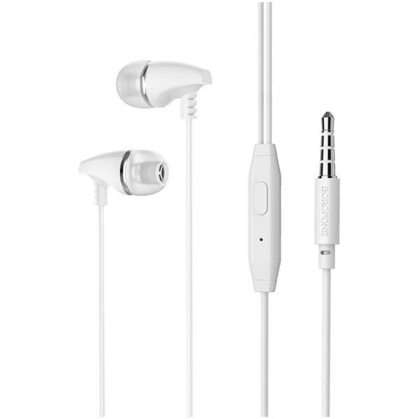 Наушники с микрофоном Borofone BM25 Sound edge вкладыши, кабель 1,2м, коробка, белый