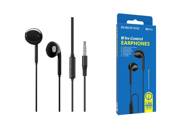 Наушники с микрофоном Borofone BM54 Maya вкладыши, кабель 1,2м, коробка, черные
