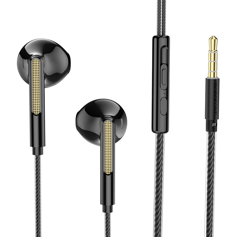 Наушники с микрофоном Borofone BM63 Melodic вкладыши, кабель 1,2м, коробка, черный