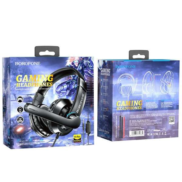 Наушники с микрофоном Borofone BO102 Amusement полноразмерные, кабель 1.2м, игровые, регулируемое ог