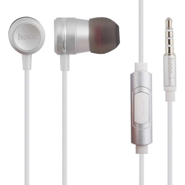 Гарнитура HOCO M16 Ling Sound Metal Universal 3.5 мм, вставная, 1.2м (серебряный)