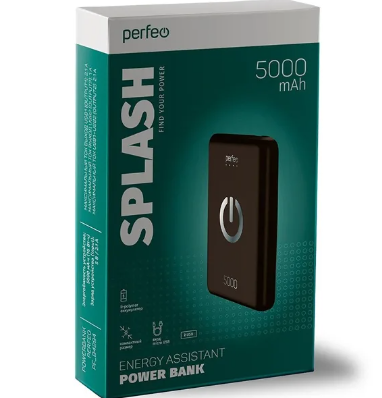 Портативное зарядное устройство Perfeo PF-B4294 5000 мАч 1USB выход 5В/2.1А, 2USB выход 5В/1А, черны