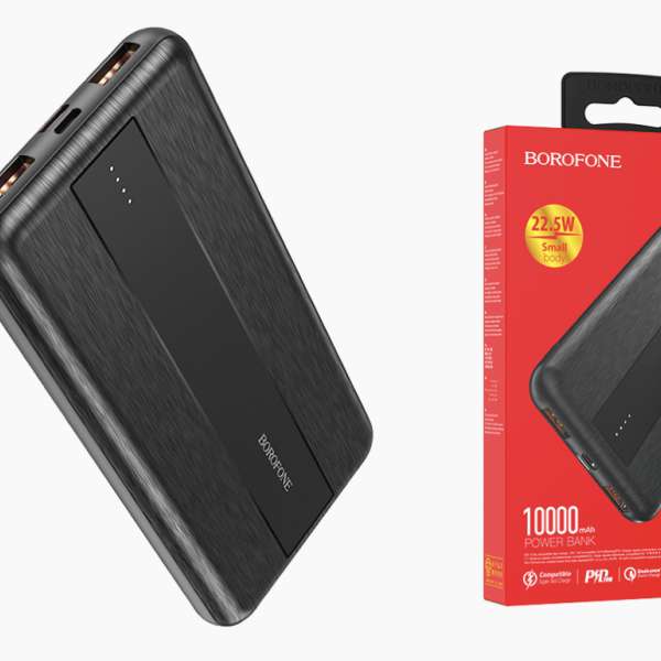 Портативное зарядное устройство Borofone BJ13 Sage - ТЕХПАК 10000 мАч 2USB+1Type-C выходы 5В/3А, PD-