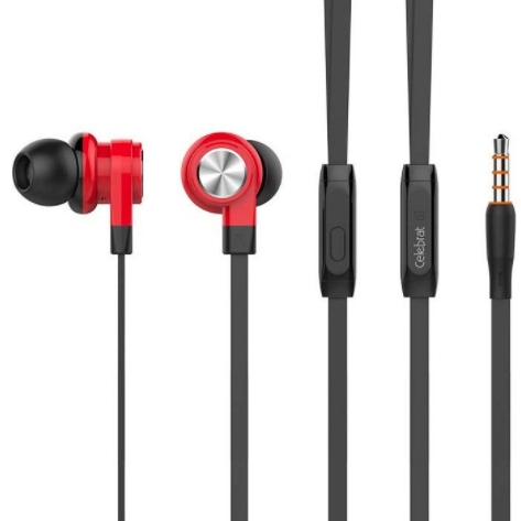 Наушники с микрофоном Celebrat D9 (S70) внутриканальные, кабель 1,2м, 3,5мм 4-pin Jack, кнопка черны