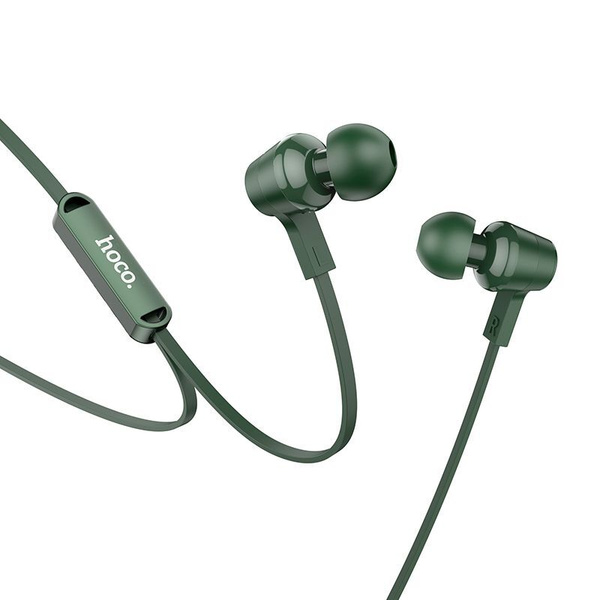 Наушники с микрофоном HOCO M86 Oceanic внутриканальные, кабель 1,2м, 3,5мм 4-pin Jack, кнопка зелены