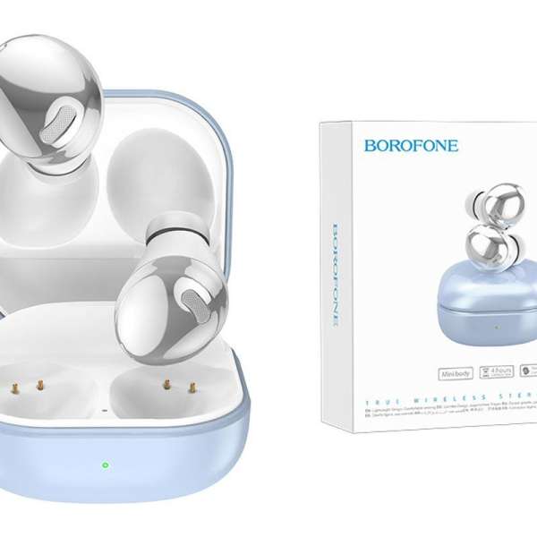 Наушники беспроводные Borofone BW10 Magic Rhyme внутриканальные, Bluetooth V5.1, кейс для голубой