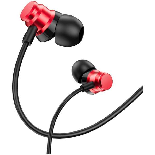 Наушники с микрофоном Borofone BM62 Prosperity внутриканальные, кабель 1,2м, 3,5мм 4-pin Jack, красн
