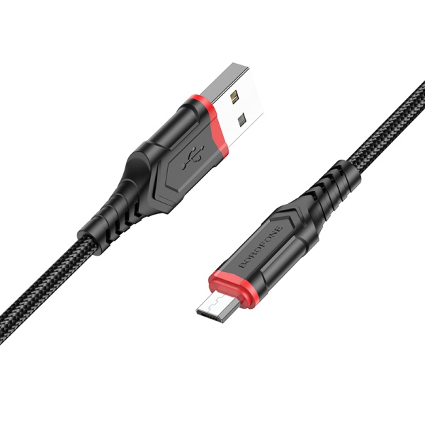 Кабель microUSB Borofone BX67 длина 1м, ток до 2,4А, нейлон, коробка, красный