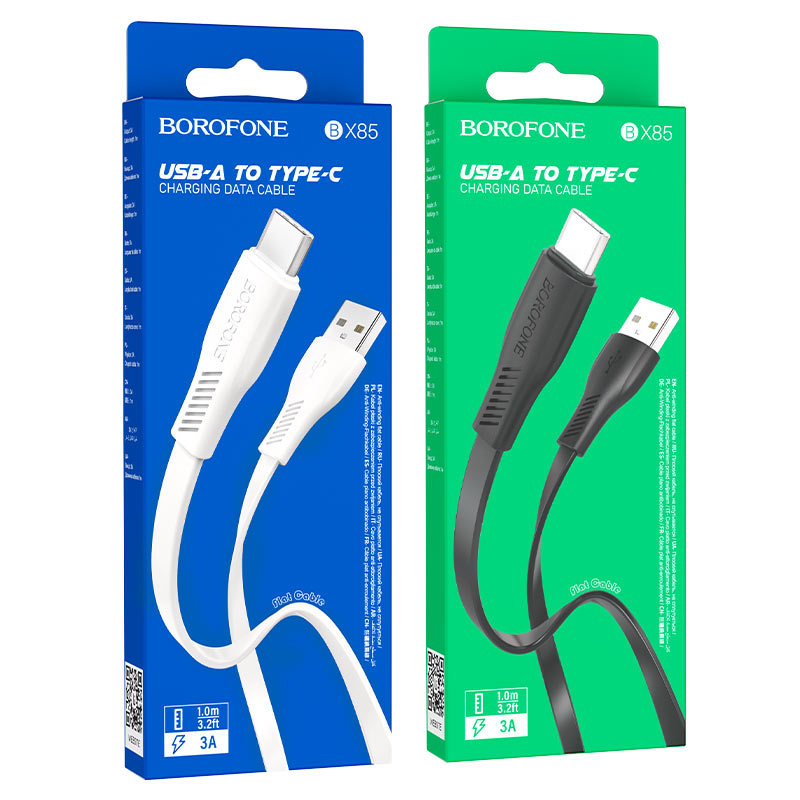 Кабель microUSB Borofone BX85 Auspicious длина 1м, ток до 2,4А, плоский, коробка, белый