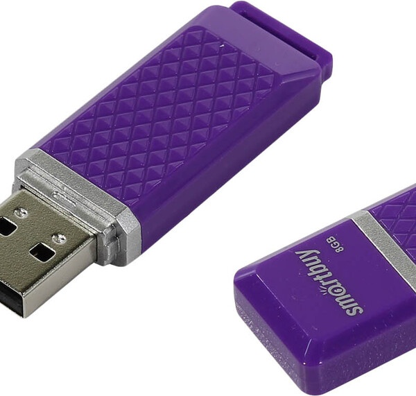 Флэш диск 64 GB USB 2.0 SmartBuy Quartz Violet с колпачком