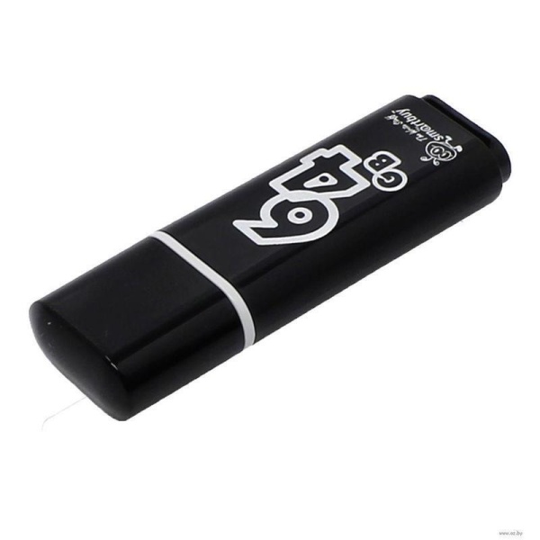 Флэш диск 64 GB USB 2.0 SmartBuy Glossy Black с колпачком