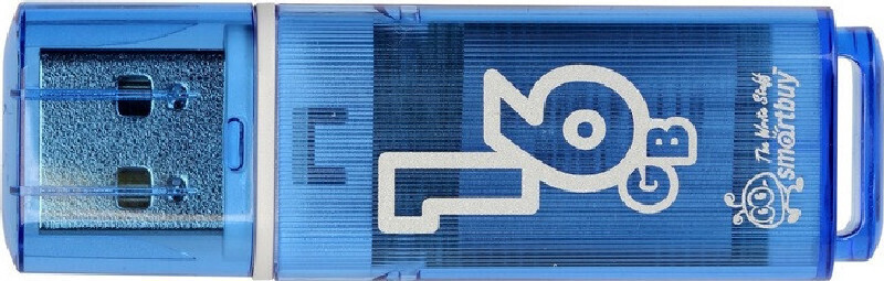 Флэш диск 16 GB USB 2.0 SmartBuy Glossy Blue с колпачком