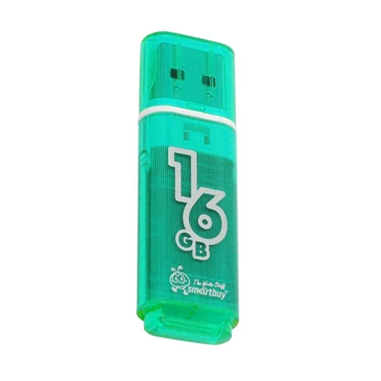 Флэш диск 16 GB USB 2.0 SmartBuy Glossy Green с колпачком