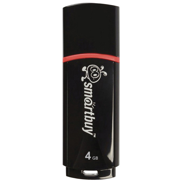 Флэш диск 4 GB USB 2.0 SmartBuy Crown Black с колпачком