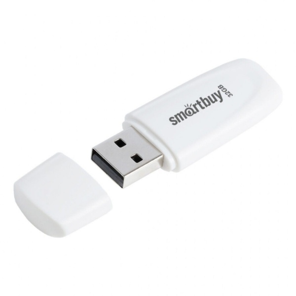 Флэш диск 4 GB USB 2.0 SmartBuy Scout White с колпачком