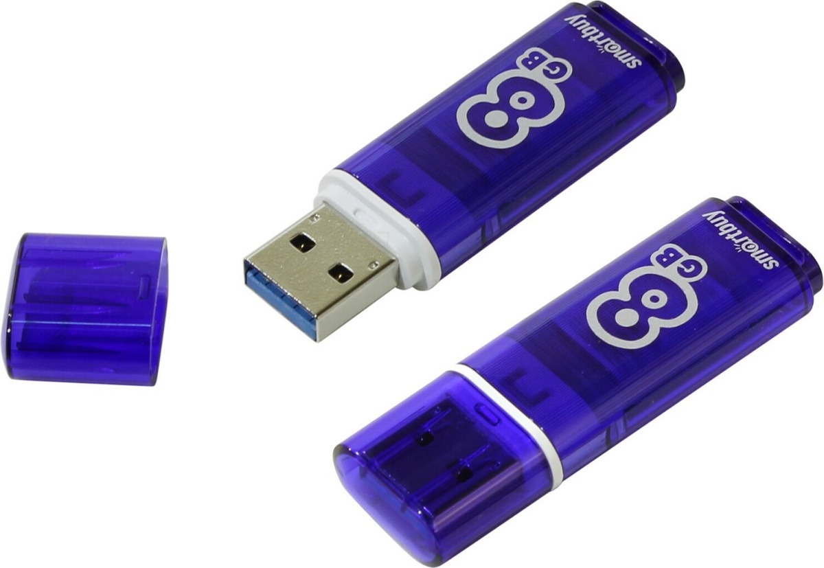 Флэш диск 8 GB USB 2.0 SmartBuy Dock Blue с колпачком