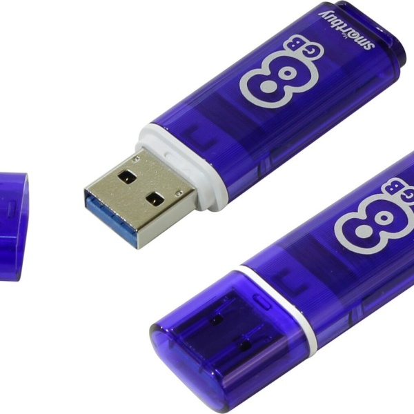 Флэш диск 8 GB USB 2.0 SmartBuy Dock Blue с колпачком