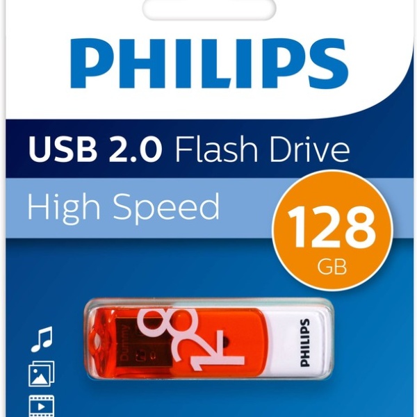 Флэш диск 128 GB USB 2.0 Philips VIVID 2.0 белый, оранжевый