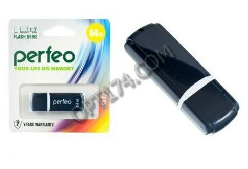 Флэш диск 64 GB USB 2.0 Perfeo C02 Black с колпачком