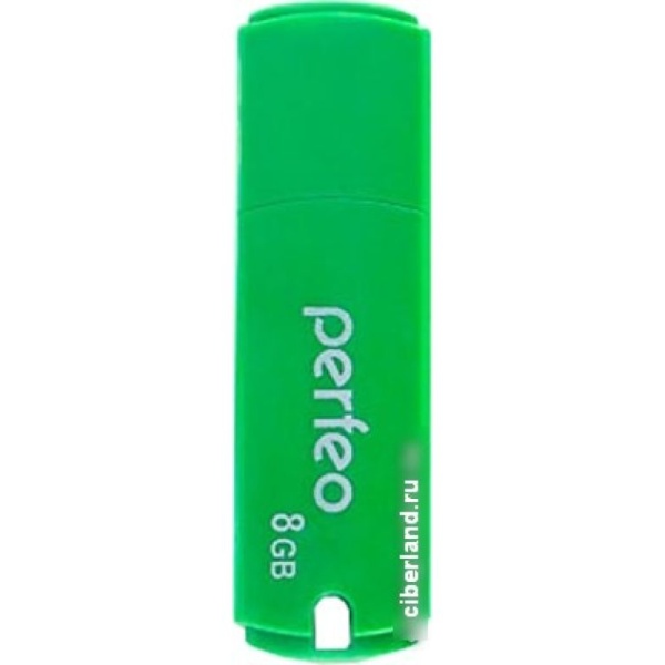 Флэш диск 8 GB USB 2.0 Perfeo C05 Green с колпачком