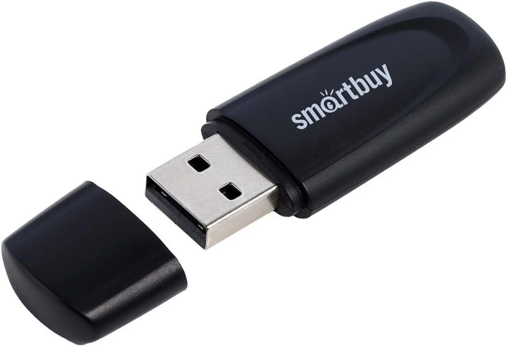 Флэш диск 8 GB USB 2.0 SmartBuy Crown Black с колпачком