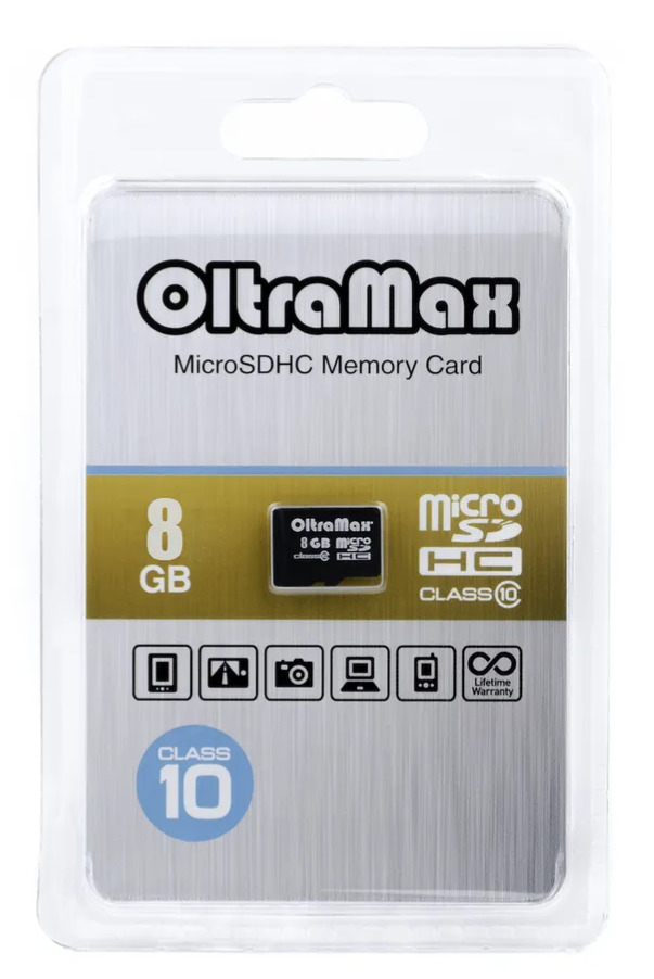 Флэш карта microSDHC 8 GB Oltramax Class 10 без адаптера
