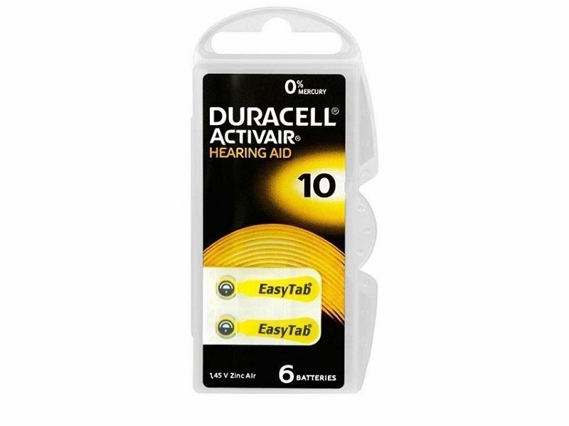 Батарейка. Duracell ZA10 BL 6 (для слуховых аппаратов, 1.4 V) ActiveAir Nugget Box ЗА УПАКОВКУ