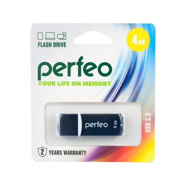 Флэш диск 16 GB USB 2.0 Perfeo C09 Black с колпачком