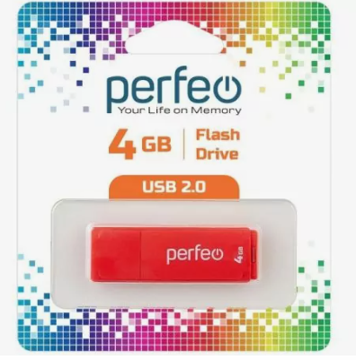 Флэш диск 4 GB USB 2.0 Perfeo C04 Lion Red с колпачком
