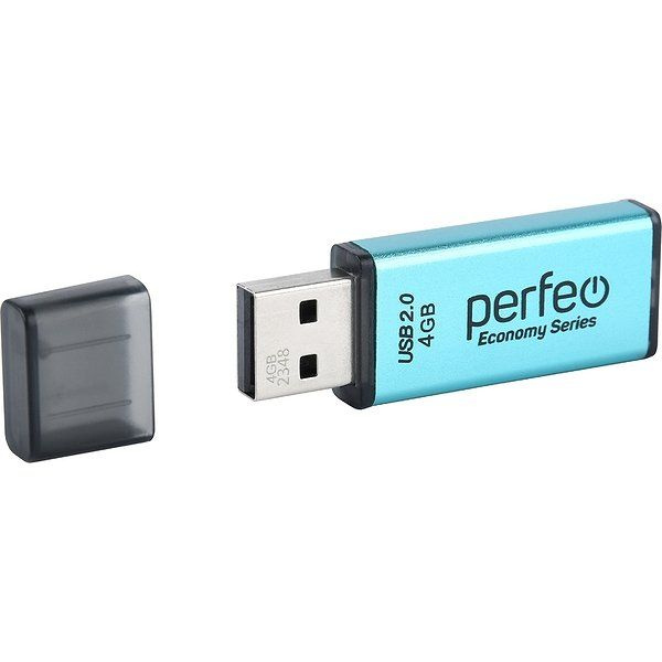 Флэш диск 64 GB USB 2.0 Perfeo E01 economy series Blue с колпачком, металлический корпус