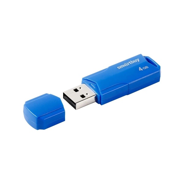 Флэш диск 4 GB USB 2.0 SmartBuy CLUE Blue с колпачком