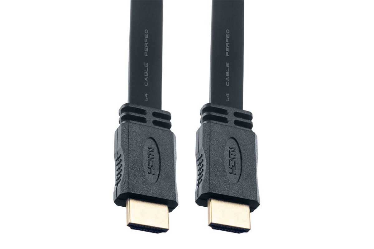 Кабель HDMI-HDMI Perfeo длина 3.0м, ver. 1.4b ver.1.4b, плоский, пакет, черный H1303
